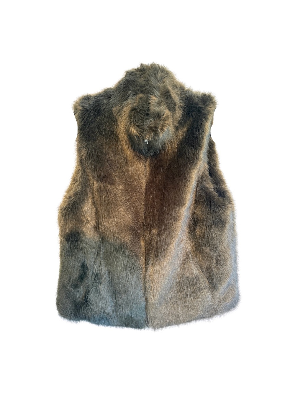 Steve Madden Faux Fur Longline Zip Up High Neck Vest